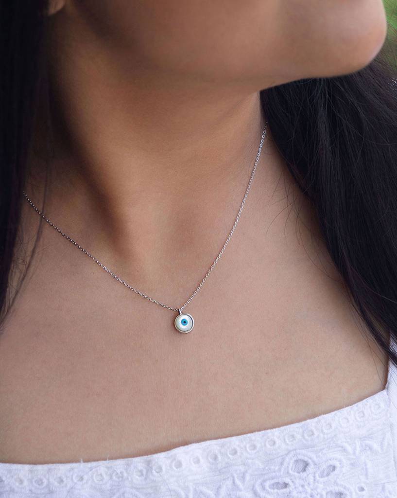Petite Classic Evil Eye Rose Gold Plated Sterling Silver Chain Necklace : MCSNCP399D907