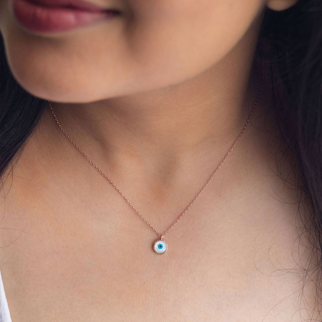 Petite Classic Evil Eye Sterling Silver Chain Necklace : MCRNCP399D961