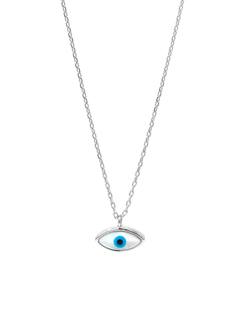 Mannash Petite Dainty Evil Eye 925 Sterling Silver Chain Necklace