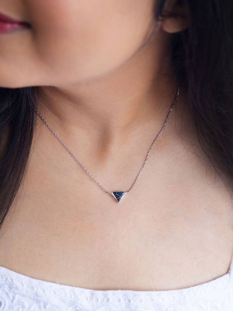 Mannash Minaret Triangle Sterling Silver Chain Necklace : MCSNCP436D1055