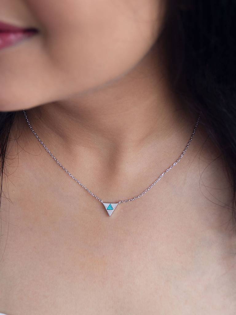Mannash Lapiz Triangle Sterling Silver Chain Necklace : MCSNCP454D1081