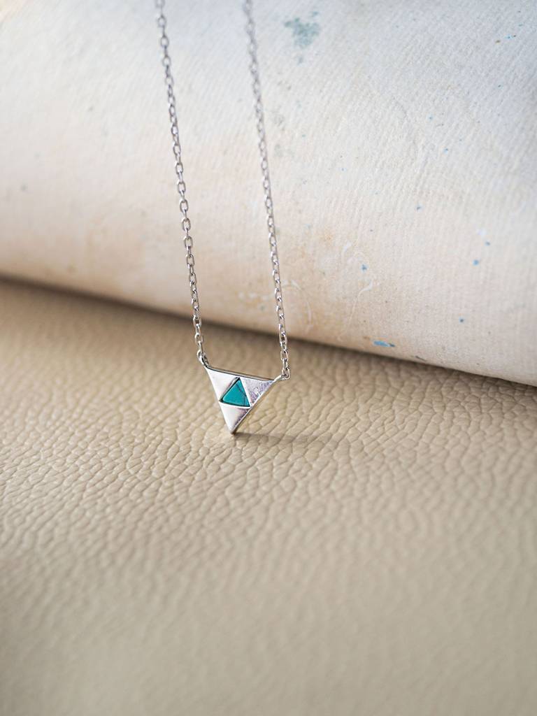 Mannash Lapiz Triangle Sterling Silver Chain Necklace : MCSNCP454D1081