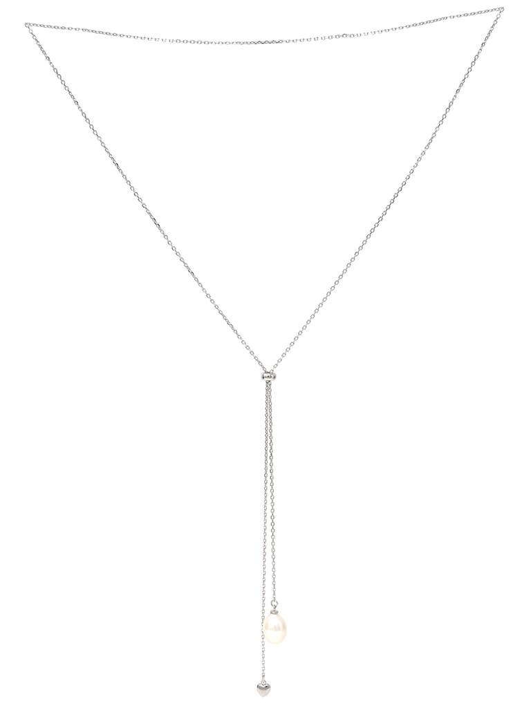 Hearty Pearl Drawstring Sterling Silver Chain Necklace