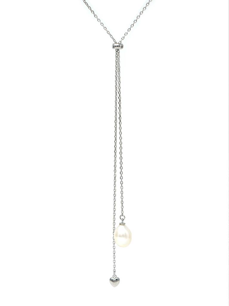 Hearty Pearl Drawstring Sterling Silver Chain Necklace