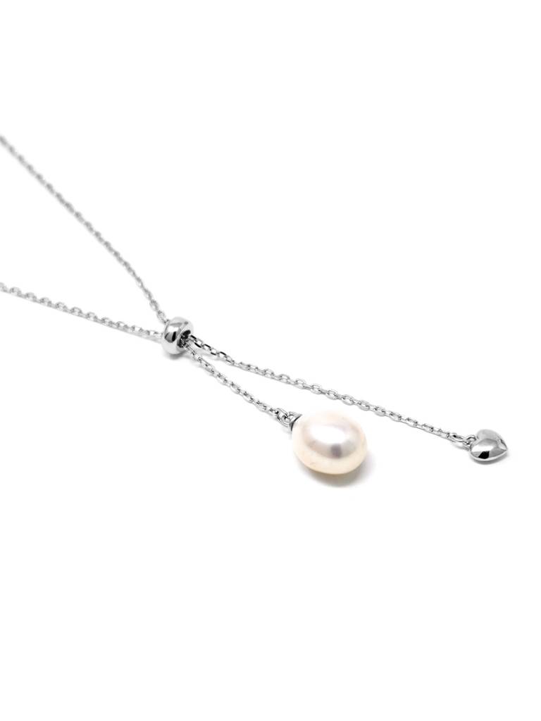 Hearty Pearl Drawstring Sterling Silver Chain Necklace