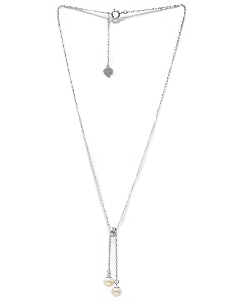 Mannash Dainty Pearl Drawstring Sterling Silver Chain NecklaceãÂ : MCSNCP476D1124