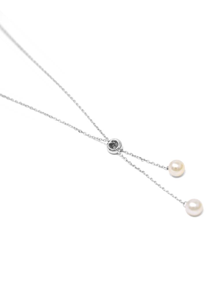 Mannash Dainty Pearl Drawstring Sterling Silver Chain NecklaceãÂ : MCSNCP476D1124