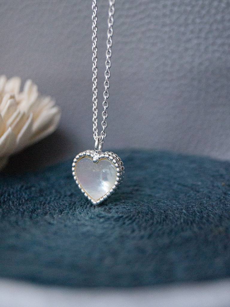 Sweet Heart Mother Of Pearl Sterling Silver Necklace