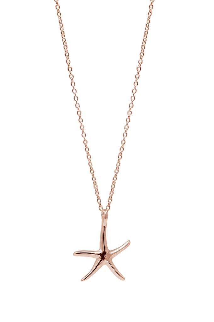 Underwater Star Fish Rose Gold Plated Sterling Silver Pendant Necklace : MPRNCP85D143