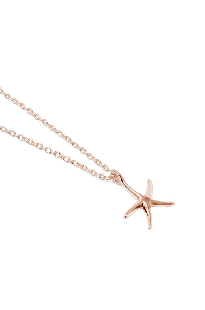 Underwater Star Fish Rose Gold Plated Sterling Silver Pendant Necklace : MPRNCP85D143