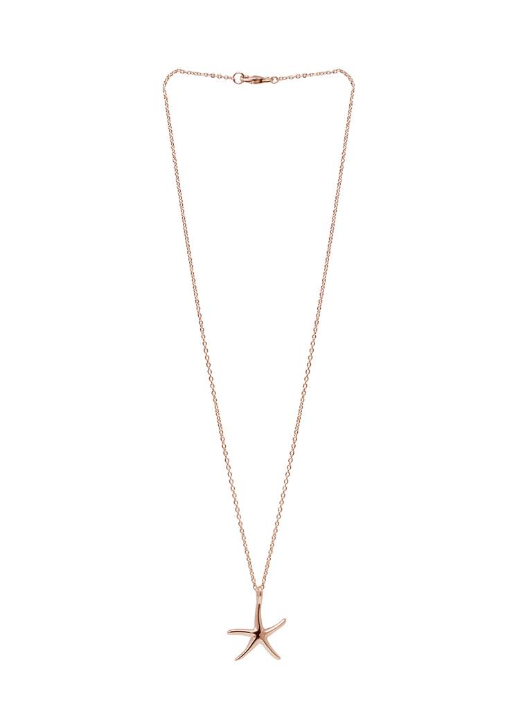 Underwater Star Fish Rose Gold Plated Sterling Silver Pendant Necklace : MPRNCP85D143
