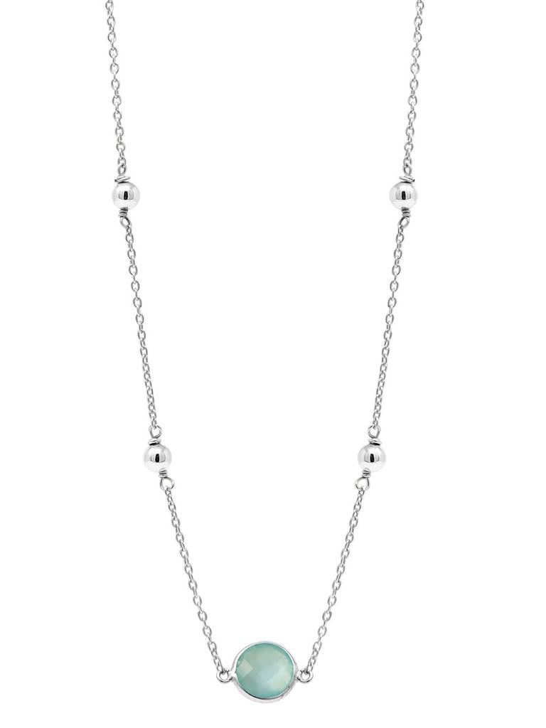 Mannash Aqua Dancing Balls 925 Sterling Silver Chain Necklace