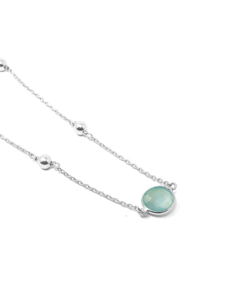 Mannash Aqua Dancing Balls 925 Sterling Silver Chain Necklace