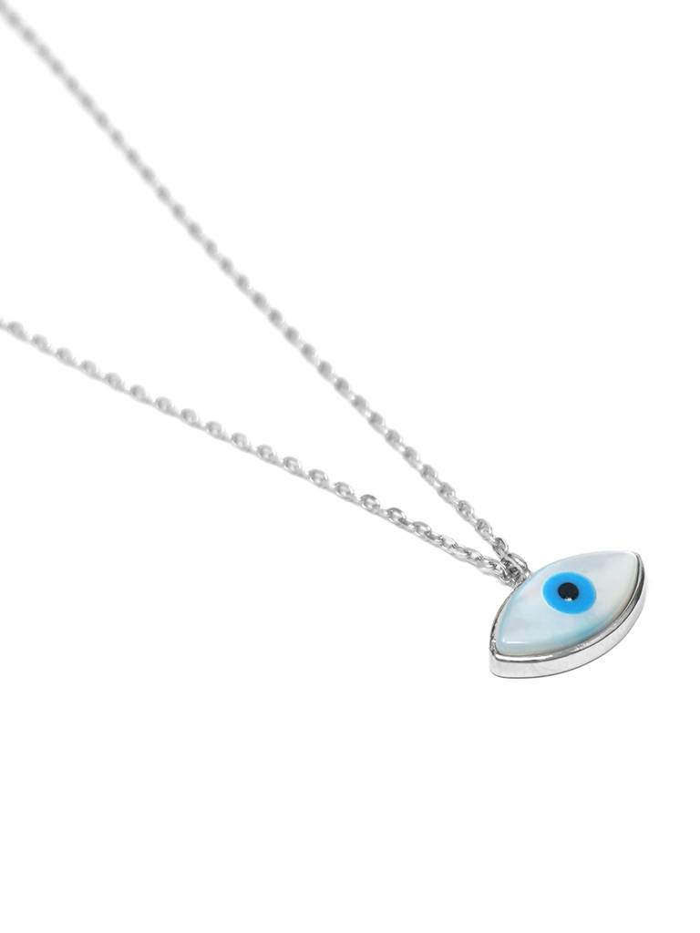 Evil Eye Eclectic Mother Of Pearl Sterling Silver Chain Necklace : MCSND545D1394