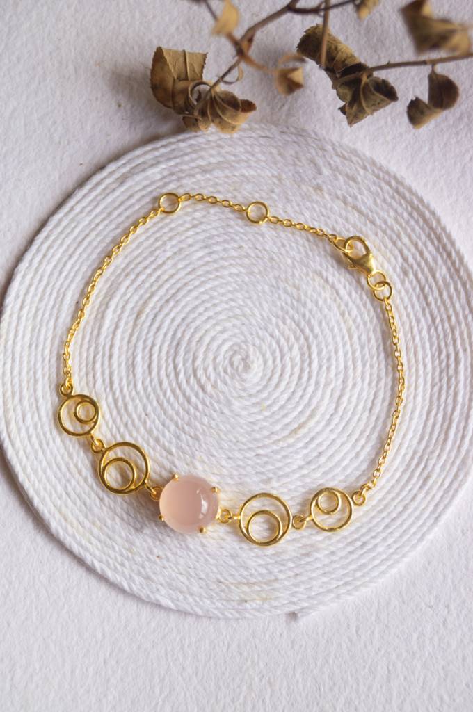 Rosy Circle Game Gold Plated Sterling Silver Chain Bracelet : MCYBC81D135