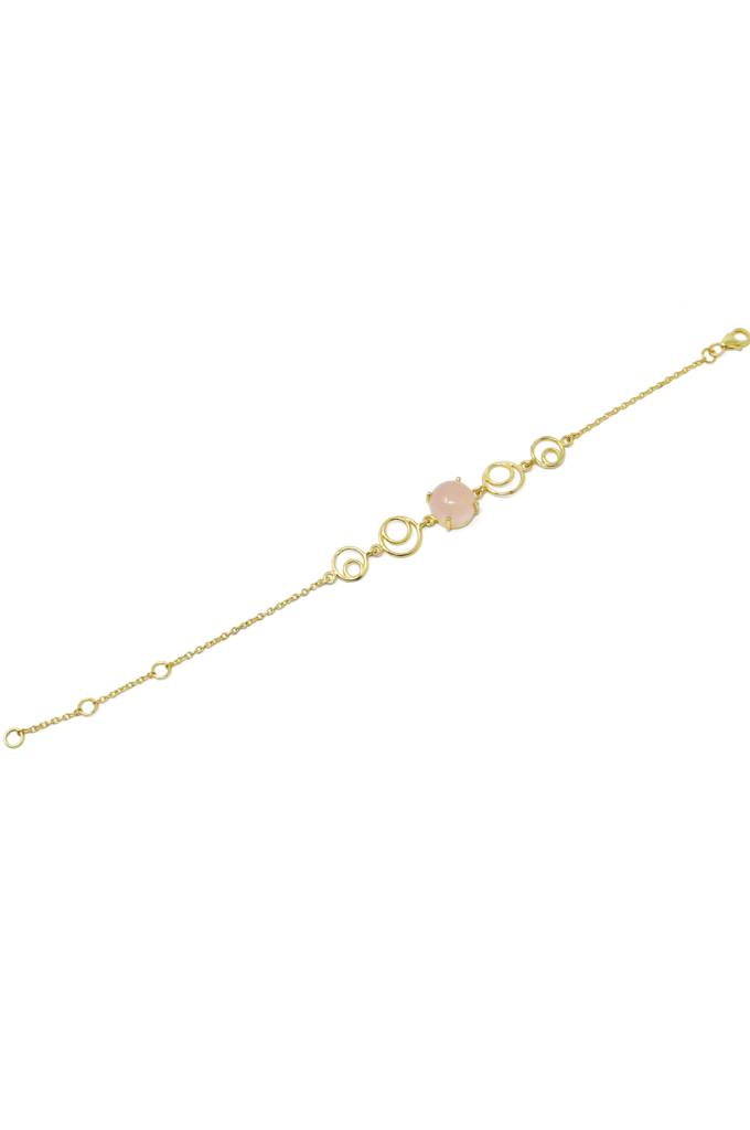 Rosy Circle Game Gold Plated Sterling Silver Chain Bracelet : MCYBC81D135