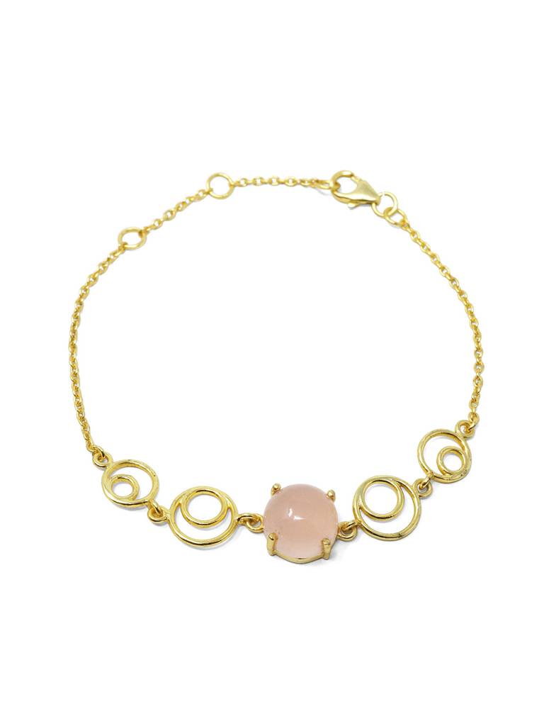 Rosy Circle Game Gold Plated Sterling Silver Chain Bracelet : MCYBC81D135