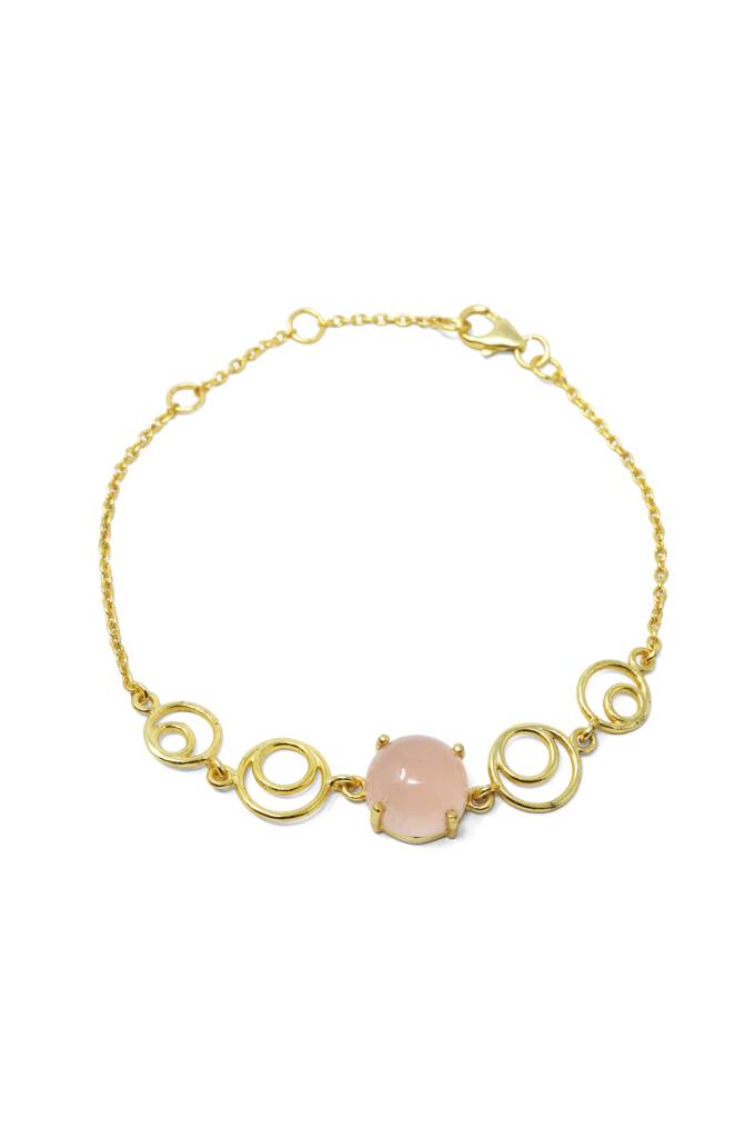 Rosy Circle Game Gold Plated Sterling Silver Chain Bracelet : MCYBC81D135