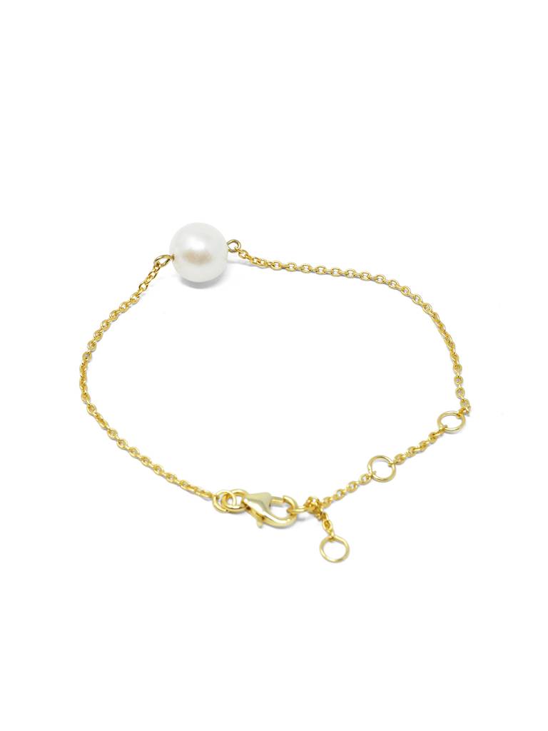 Carry Me Everywhere Pearl Blush Chain Gold Plated Sterling Silver Bracelet : MCYBC82D137