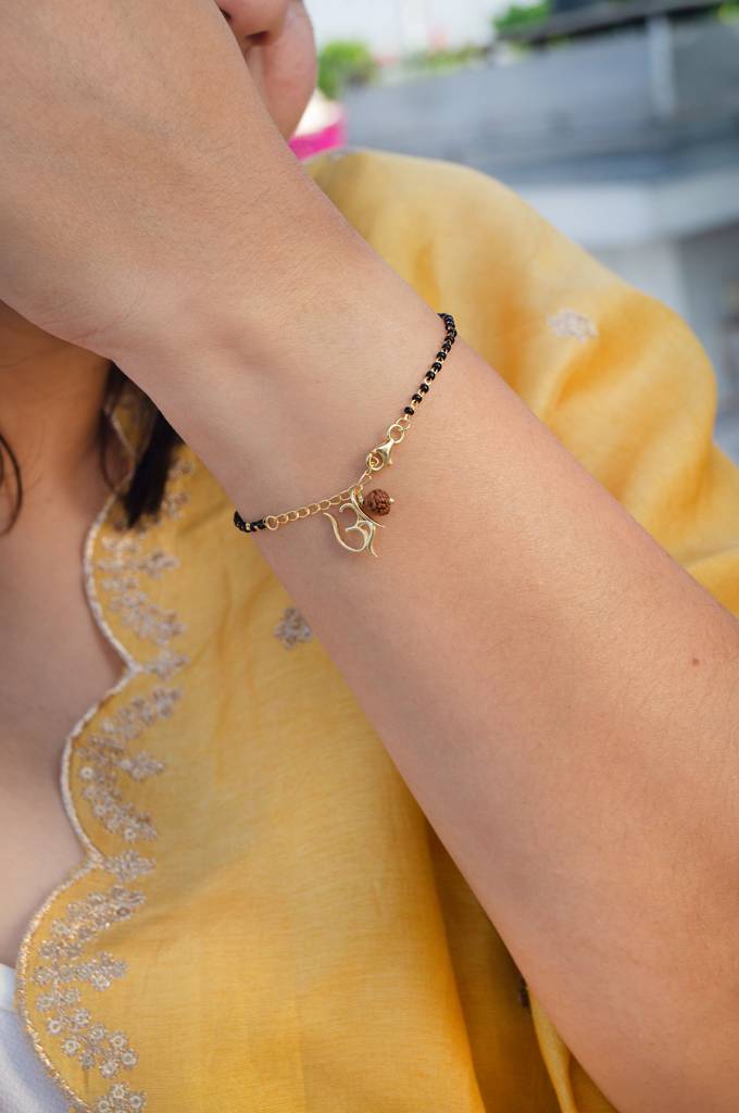 Mannash Divine Om Blessings Gold Plated Sterling Silver Mangalsutra Bracelet : MCYBM863D1997