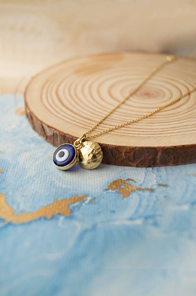 Evil Eye Sterling Silver Charm Pendant With Chain : MCYCPC667D1583