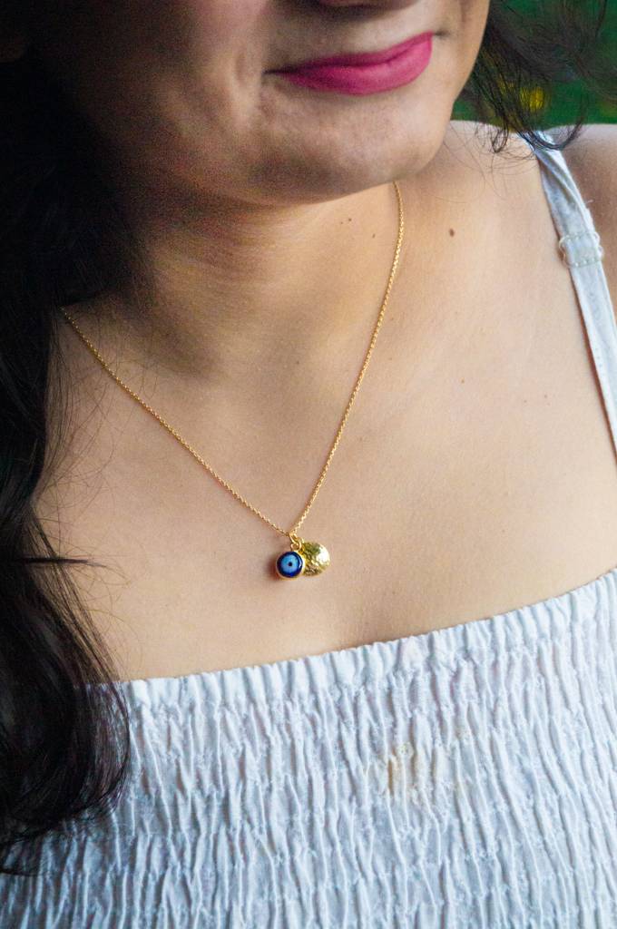 Evil Eye Sterling Silver Charm Pendant With Chain : MCYCPC667D1583