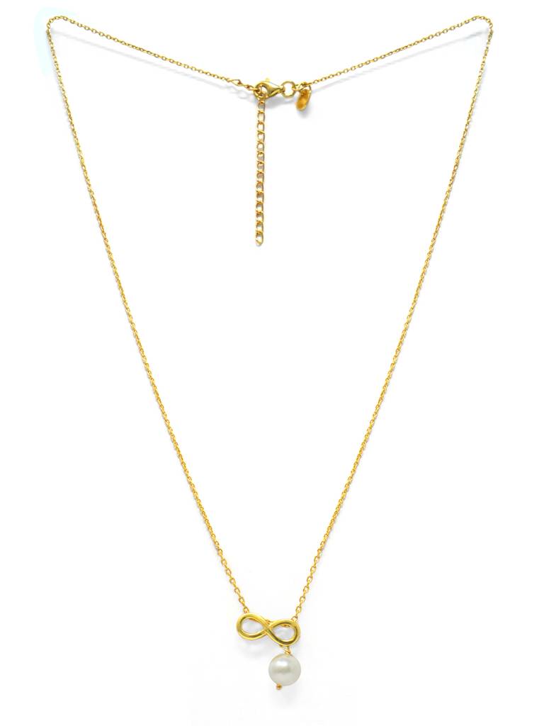 Infinity Love With Pearl Gold Plated Sterling Silver Charm Pendant With Chain : MCYCPC670D1599