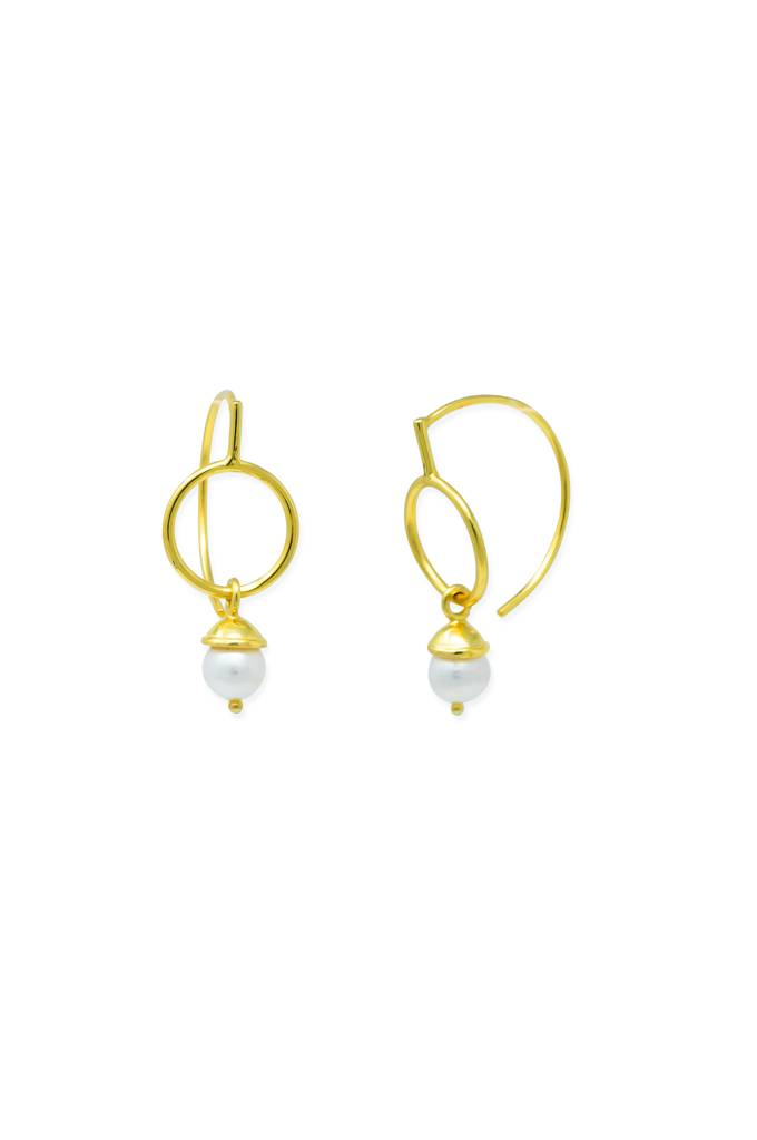Mannash Oh-So-Pretty Pearl Drop Sterling Silver Slip On Earrings : MCYED70D118