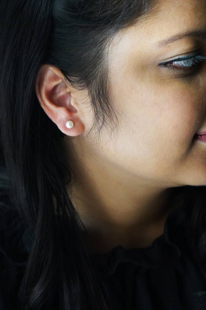 Mannash Pearly Petal Bloom Gold Plated Detachable Sterling Silver Statement Stud Earrings : MCYES230D454