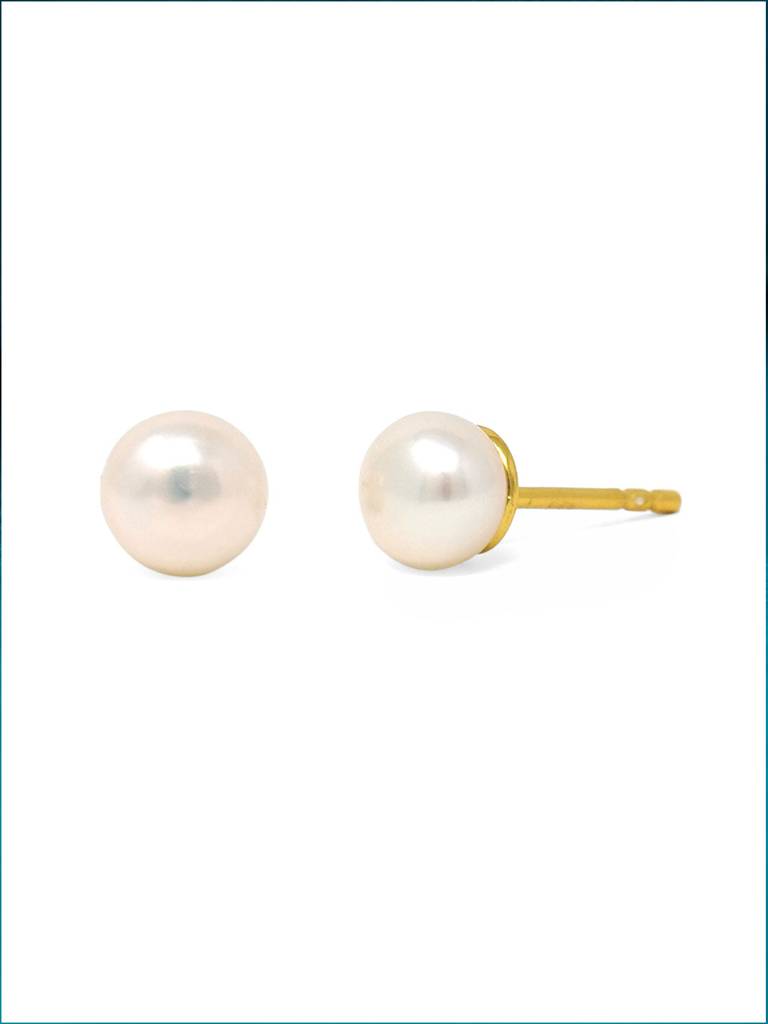 Mannash Classic Fresh Water Pearl Gold Plated 925 Sterling Silver Stud Earrings