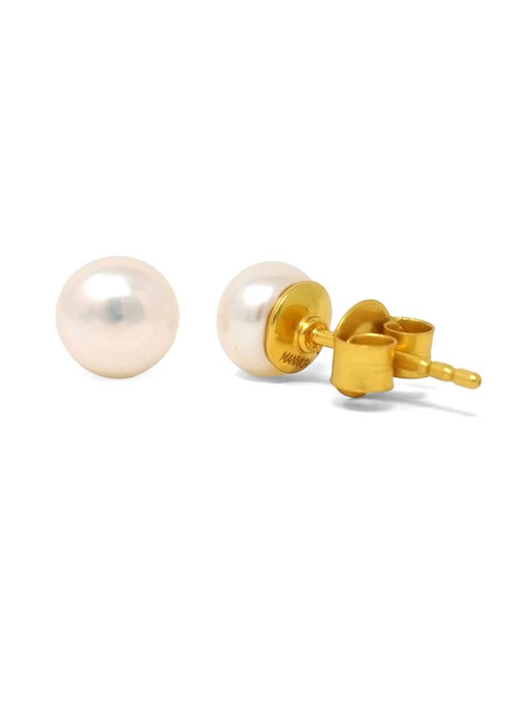 Mannash Classic Fresh Water Pearl Gold Plated 925 Sterling Silver Stud Earrings