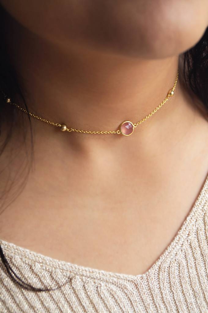 Mannash Rosy Dancing Balls Sterling Silver Chain Necklace : MCYNCP90D153