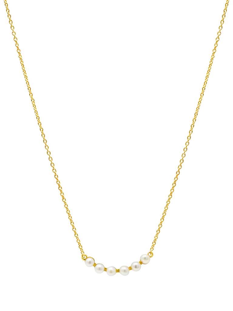 Mannash Dainty Pearl Station Sterling Silver Pendant Necklace : MCYNCP95D164
