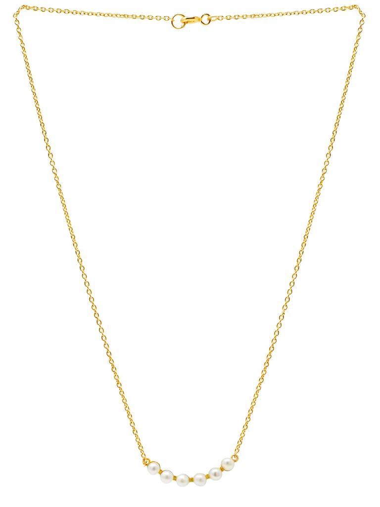 Mannash Dainty Pearl Station Sterling Silver Pendant Necklace : MCYNCP95D164