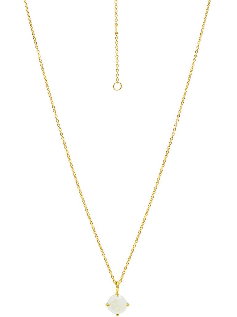 Mannash Divine Rainbow Moonstone Classic Gold Plated 925 Sterling Silver Pendant Necklace