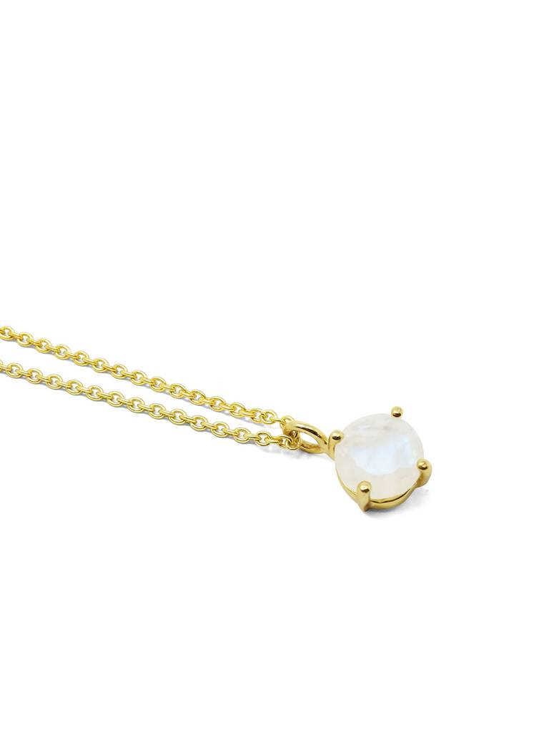 Mannash Divine Rainbow Moonstone Classic Gold Plated 925 Sterling Silver Pendant Necklace
