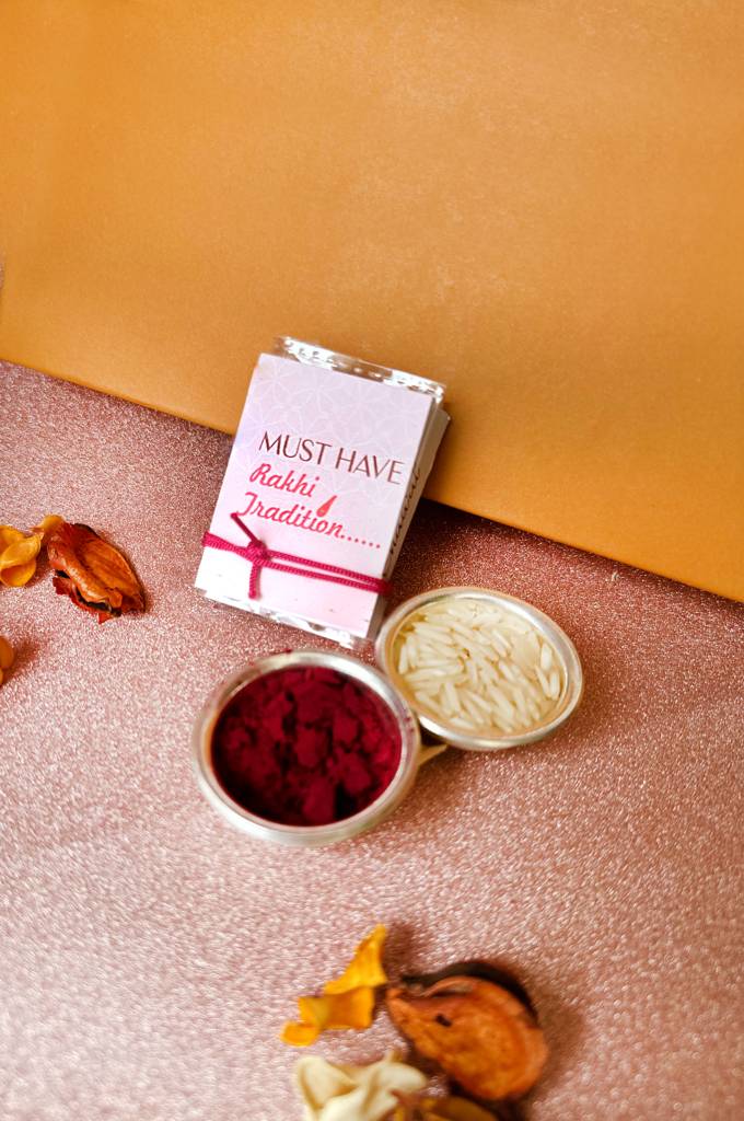 Mannash Premium Silver Rakhi Gift Hamper With Luxury Chocolate, Gourmet Treats & Roli Chawal : MCYRHO920D2307