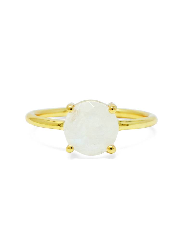 Divine Moon Stone Gold Plated Sterling Silver Classic Ring : MCYRS97D171-1