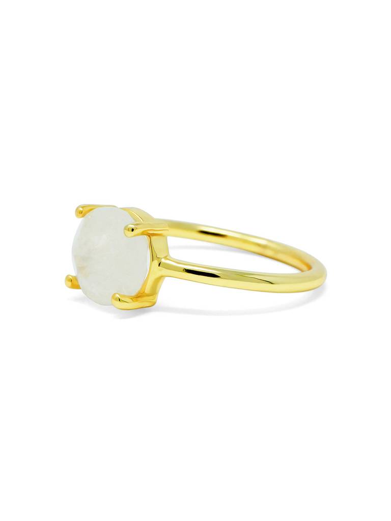 Divine Moon Stone Gold Plated Sterling Silver Classic Ring : MCYRS97D171