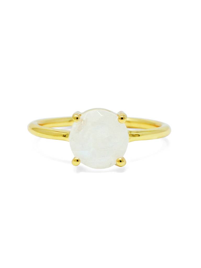 Divine Moon Stone Gold Plated Sterling Silver Classic Ring : MCYRS97D171