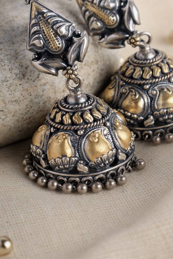 Dual Tone Temple Long Jhumkis : MDECMIX08