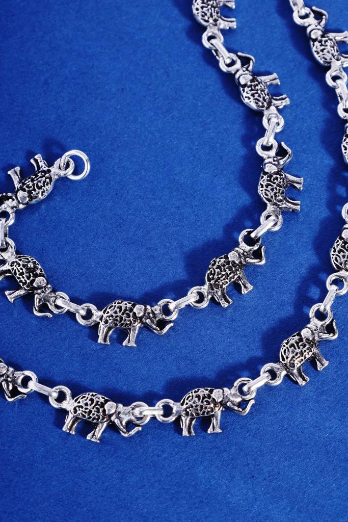 Elephant Silver Anklets : MDECMIX38