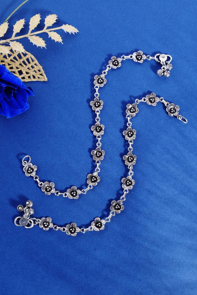 Floral Silver Anklets : MDECMIX39