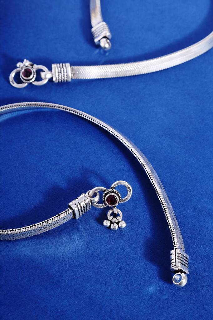 Silver Snake Flat Anklets : MDECMIX60