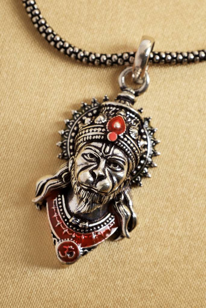 3D Red Hanuman Face Pendant Chain : MDECMIX70