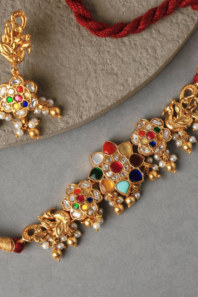 Navratna Kundan Choker Set : MDECMIX87