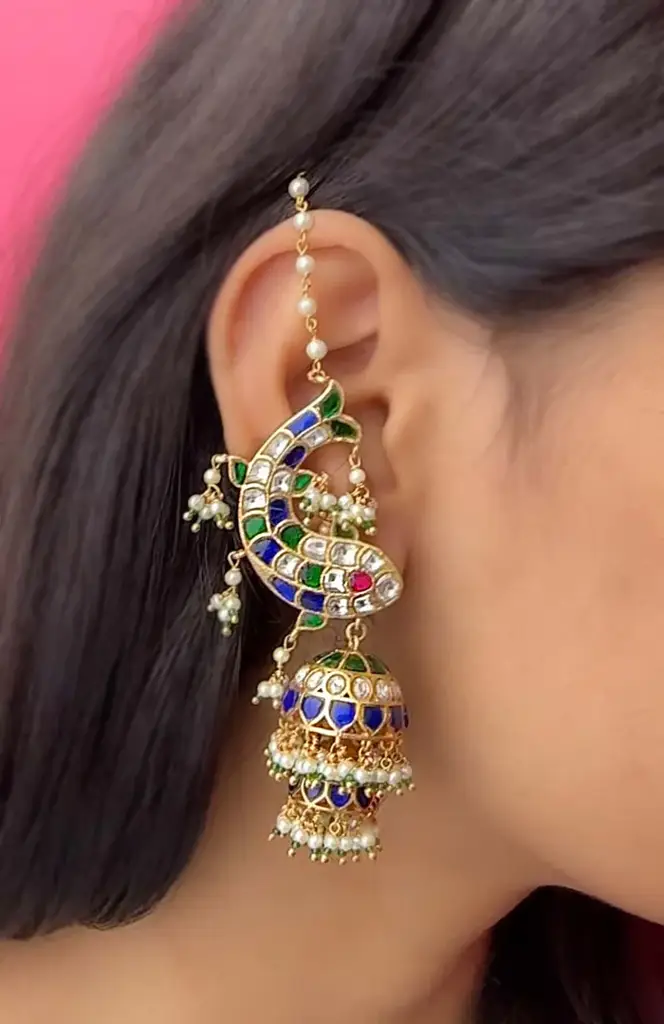 Multi-Color Gold Plated Jadau Kundan Earrings : ME1136M