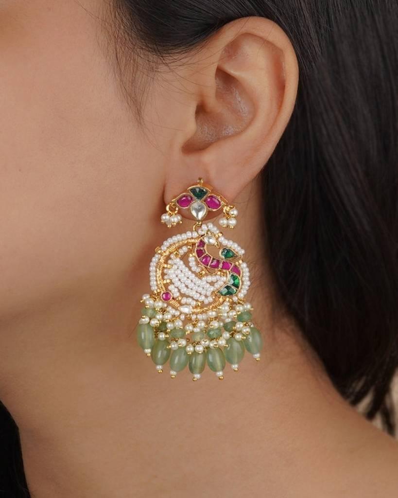 Multicolor Gold Plated Jadau Kundan Earrings For Women : ME1144M