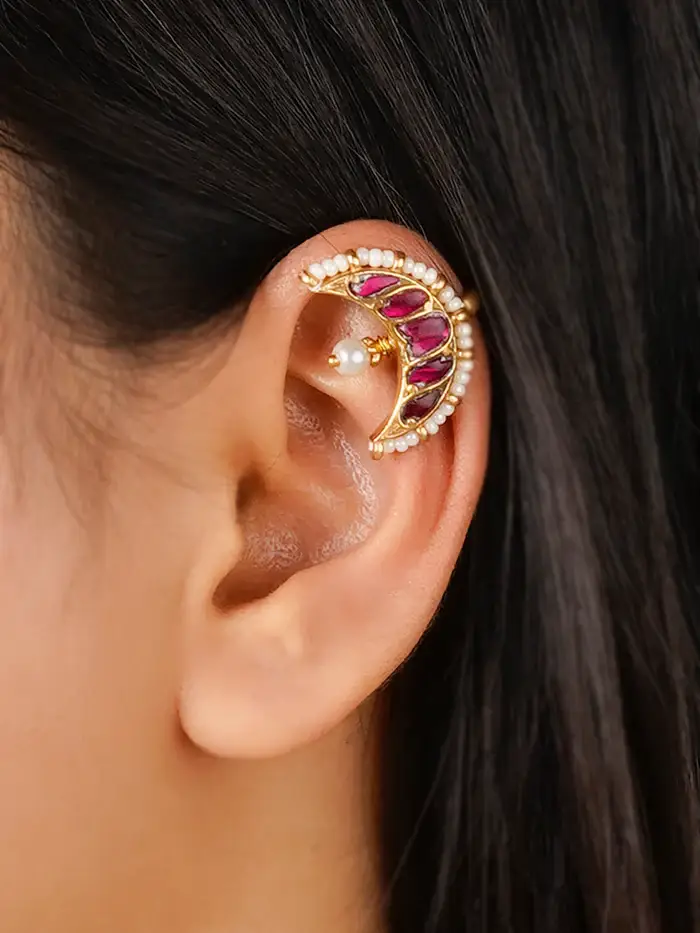 Pink Color Gold Plated Jadau Kundan Earrings - Me1185P : ME1185P