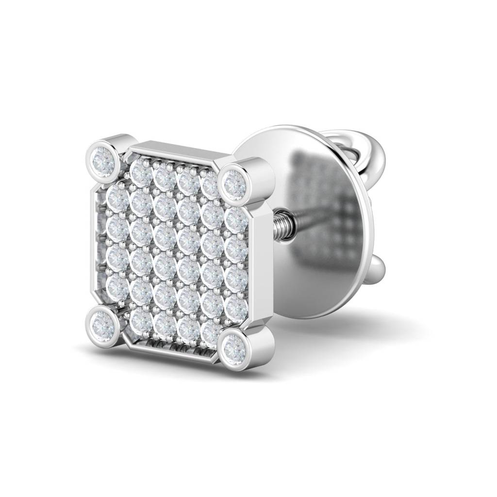 KuberBox 18K White Gold Beale Men's Ear Stud